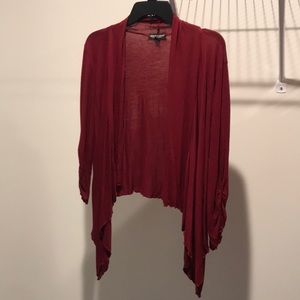 Maroon 3/4 sleeve cardigan. Light and flowy. Size small. About a Girl.